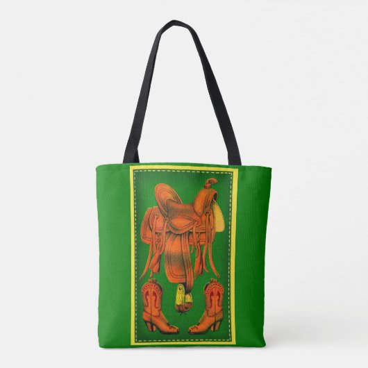 Westerne zadels- en cowboylaarzen afdrukken tote bag (Achterkant)