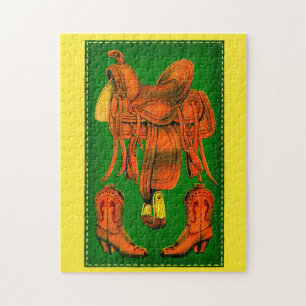 Westerne zadels- en cowboylaarzen legpuzzel