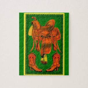 Westerne zadels- en cowboylaarzen legpuzzel