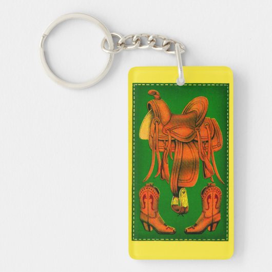 Westerne zadels- en cowboylaarzen sleutelhanger (Voorkant)