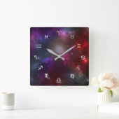 Westerne Zodiasymbolen op een kosmisch Starfield Vierkante Klok (Huis)