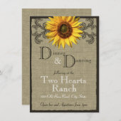 Westerne Zonnebloem bruiloft receptie Informatiekaartje (Voorkant / Achterkant)
