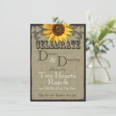 Westerne Zonnebloem bruiloft receptie Informatiekaartje (Staand voorkant)