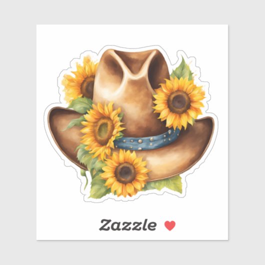 Westerne Zonnebloem Cowboy Pet Sticker (Vel)