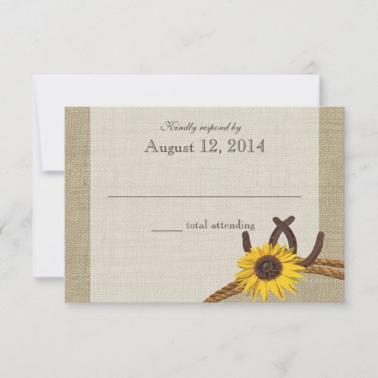 Westerne Zonnebloem en Hoefijzers Beantwoorden RSVP Kaartje (Voorkant)