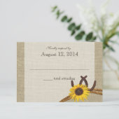 Westerne Zonnebloem en Hoefijzers Beantwoorden RSVP Kaartje (Staand voorkant)