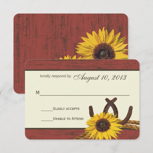 Westerne Zonnebloem en Schuur Houten Respons Kaart (Voorkant / Achterkant)