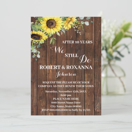 Westerne Zonnebloem Jubileum Renewal Vows Kaart (Staand voorkant)