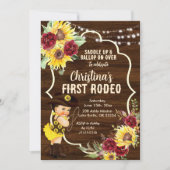 Westerne Zonnebloem Rozen Cowgirl Eerste Verjaarda Kaart (Voorkant)