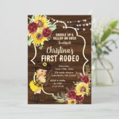 Westerne Zonnebloem Rozen Cowgirl Eerste Verjaarda Kaart (Staand voorkant)