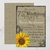Westerne Zonnebloem Rustiek 75e Verjaardag Kaart (Voorkant / Achterkant)