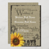 Westerne Zonnebloem Rustieke Country Wedding Kaart (Voorkant / Achterkant)