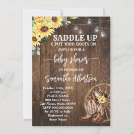 Westerne Zonnebloemen Baby shower Landlaarzen Kaart