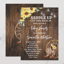 Westerne Zonnebloemen Baby shower Landlaarzen Kaart