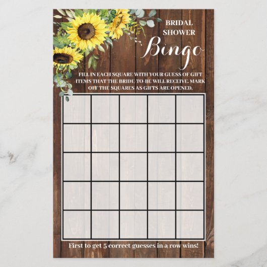 Westerne zonnebloemen Greenery Shower Bingo Game C Flyer (Voorkant)