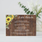 Westerne zonnebloemen — Greenery Shower Wedding De Informatiekaartje (Staand voorkant)