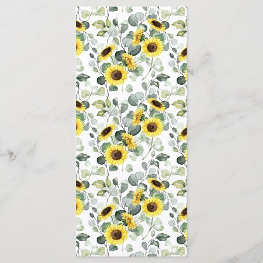 Westerne zonnebloemen Groenery Wedding Vrijgezelle Menu (Achterkant)