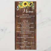 Westerne zonnebloemen Groenery Wedding Vrijgezelle Menu (Voorkant)