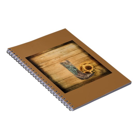 Westerne zonnebloempauzen met weelderige zonnebloe notitieboek (Rechterzijde)