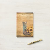 Westerne zonnebloempauzen met weelderige zonnebloe post-it® notes (Op bureau)