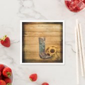 Westerne zonnebloempauzen met weelderige zonnebloe servet (Insitu)