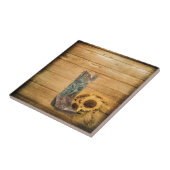 Westerne zonnebloempauzen met weelderige zonnebloe tegeltje (Zijkant)