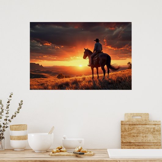 Westerne zonsondergang (24 x 36) poster (Keuken)