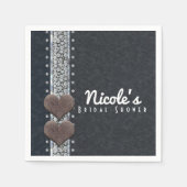 Westerne zwarte leder- en diamantair-galpartij servetten (Voorkant)