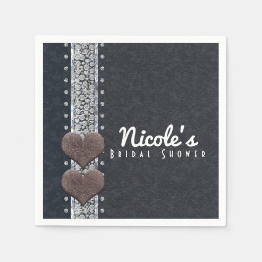 Westerne zwarte leder- en diamantair-galpartij servetten (Voorkant)