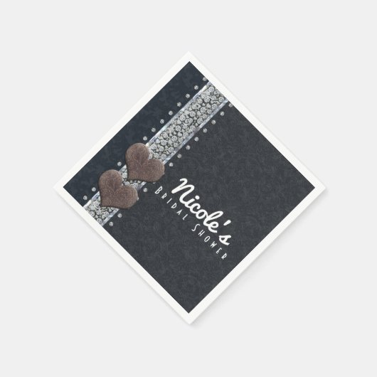 Westerne zwarte leder- en diamantair-galpartij servetten (Hoek)