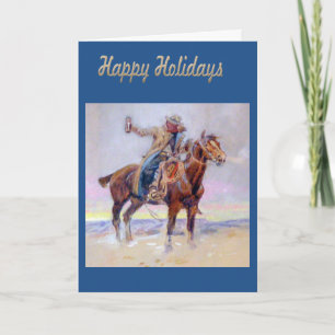 Westernste Prettige feestdagen Cowboy-Wenskaart Kaart