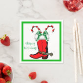 Westernste Prettige feestdagen Kerstmis CowboyBoot Servet (Insitu)