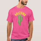 WesternStyle Arizona Saguaro Gold Text State Flowe T-shirt (Voorkant)