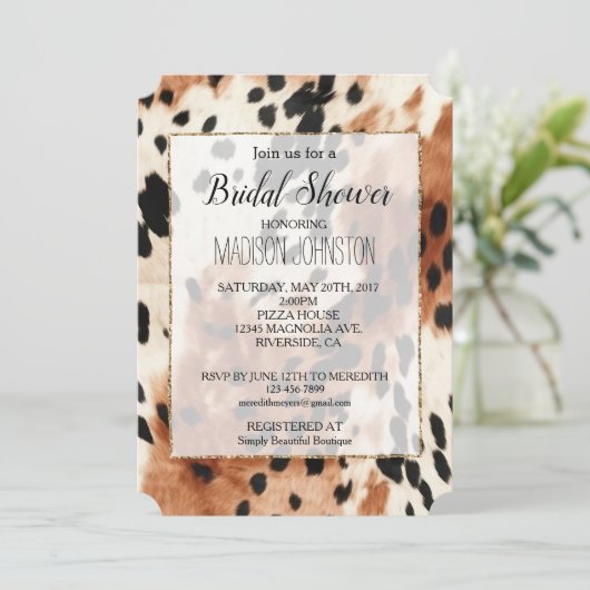 Westers Bruin Crème Dieren Cowgirl Koeienhuid Kaart (Staand voorkant)