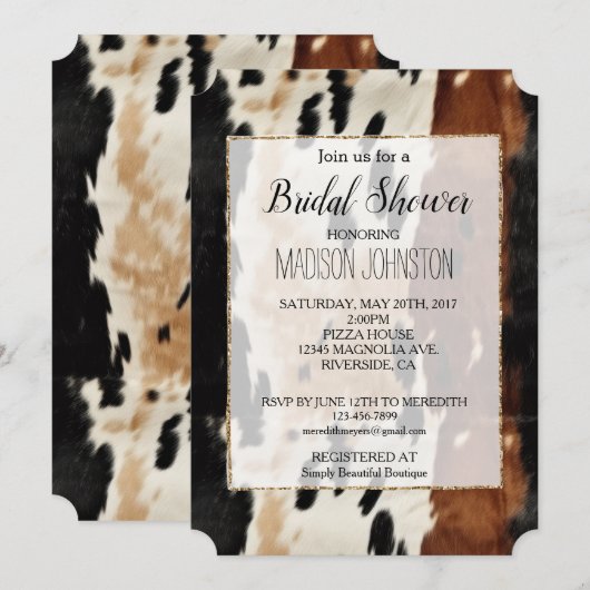 Westers bruin crèmekleurig koeienhuid  kaart (Voorkant / Achterkant)