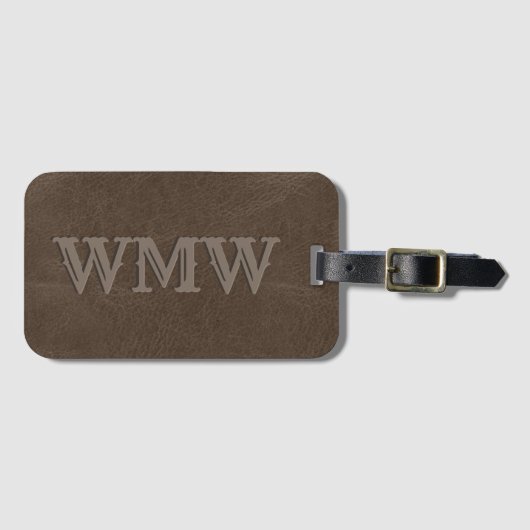 Westers bruin namaakleer bagagelabel (Voorkant (horizontaal))