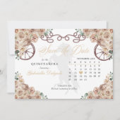 Westers Champagne Goud Quinceañera Save The Date Kaart (Voorkant)