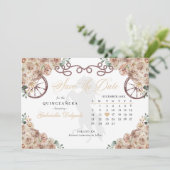 Westers Champagne Goud Quinceañera Save The Date Kaart (Staand voorkant)