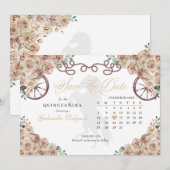 Westers Champagne Goud Quinceañera Save The Date Kaart (Voorkant / Achterkant)