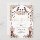 Westers Champagne Goud Save The Date Quinceañera Kaart (Voorkant)