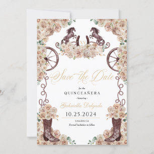 Westers Champagne Goud Save The Date Quinceañera Kaart