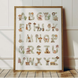 Westers Cowboy Alfabet ABC Poster Voor Kinderkamer