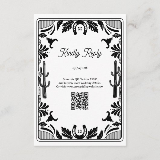 Westers Cowboy Landelijk Huwelijk Informatiekaartje (Voorkant)