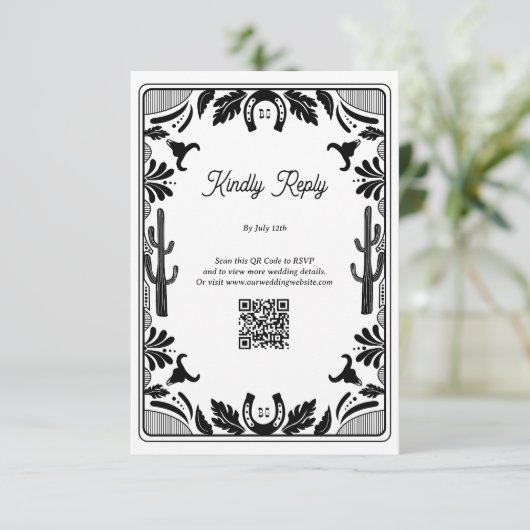 Westers Cowboy Landelijk Huwelijk Informatiekaartje (Staand voorkant)