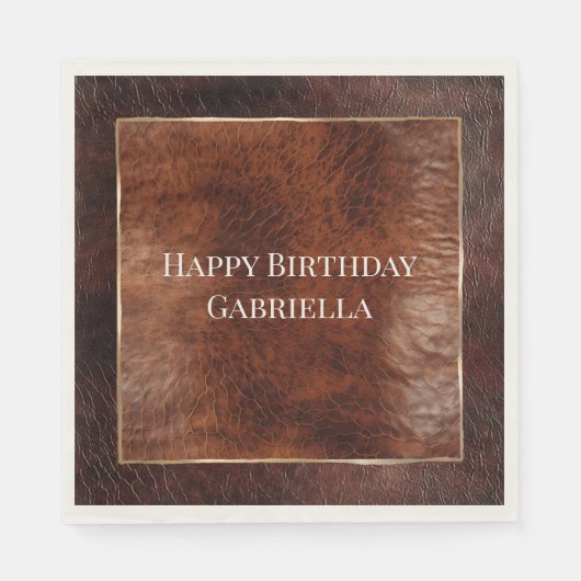 Westers donker en warm bruin leeraanzicht servet (Voorkant)