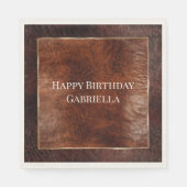 Westers donker en warm bruin leerverm servet (Voorkant)