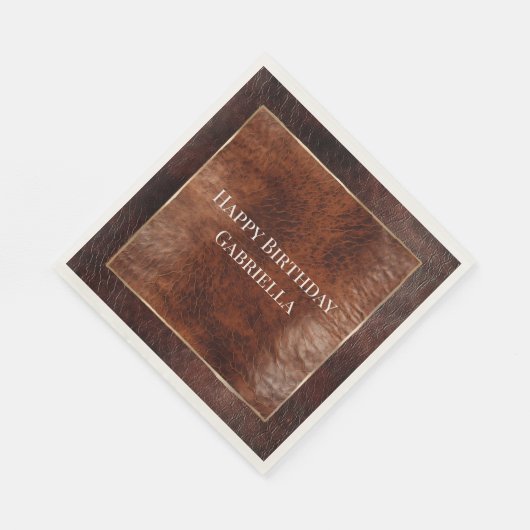 Westers donker en warm bruin leren look servet (Hoek)