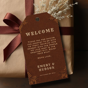 Westers Gegraveerde Rustieke Terracotta Crème Trou Cadeaulabel
