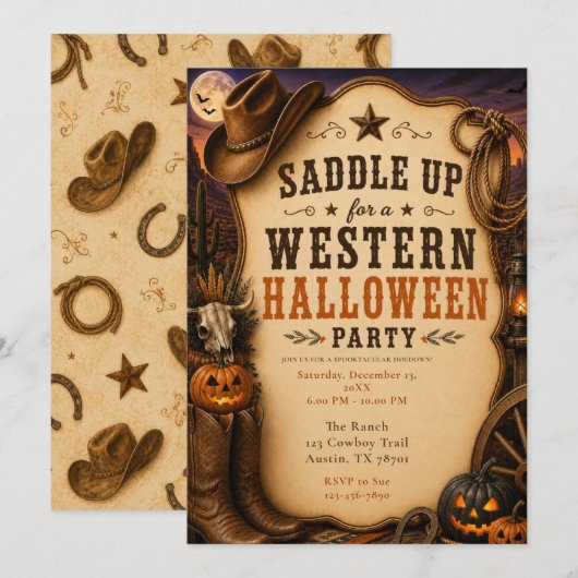 Westers Halloween-feest Kaart (Voorkant / Achterkant)