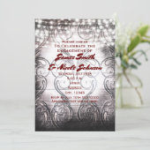 Westers hart gesneden vintage witte houten uitnodi kaart (Staand voorkant)